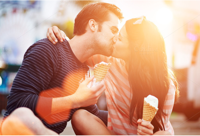 creative market romantic couple kissing